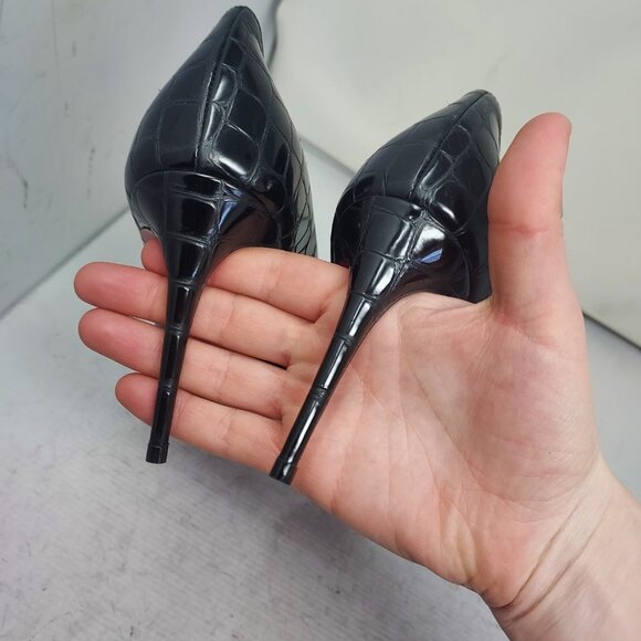 Christian Louboutin Patent Black Kate Croc Crocodile Pump Shoe - Picture 8 of 13